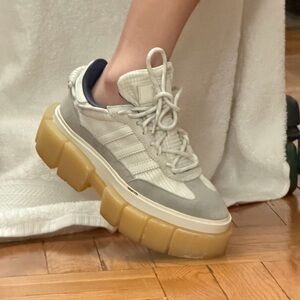 adidas Women's Cream and Gray Platform Sneakers